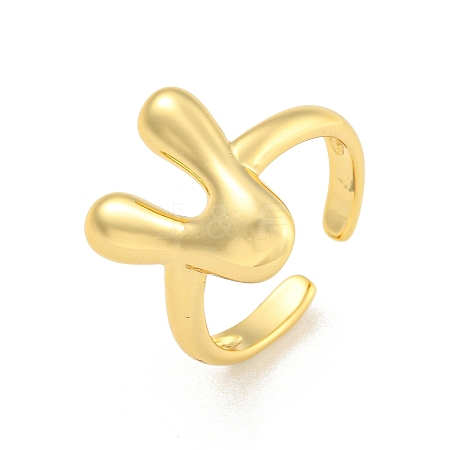 Brass Letter Open Cuff Rings for Women RJEW-G313-01V-G-1