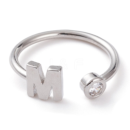 Brass Micro Pave Clear Cubic Zirconia Cuff Rings RJEW-J074-01P-M-1