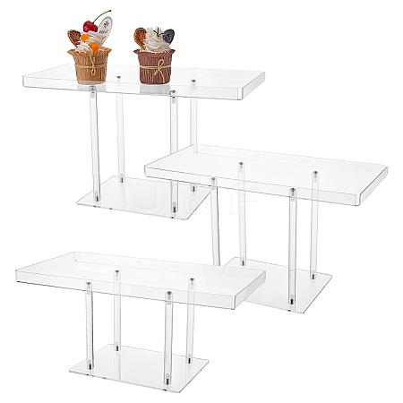 3 Sizes Rectangle Acrylic Cake Display Stands ODIS-WH0329-59-1