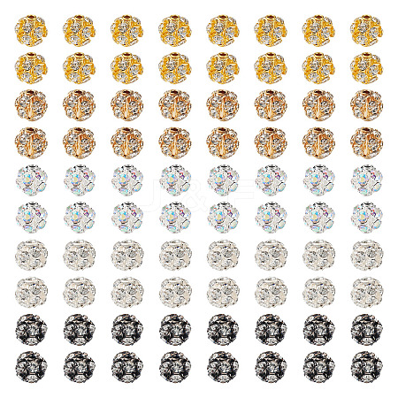 100Pcs 5 Colors Brass Rhinestone Beads KK-TA0002-11A-1