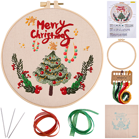 Christmas DIY Embroidery Starter Kits for Beginners AJEW-WH20816-026-1