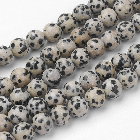 Natural Dalmatian Jasper Bead Strands G-G735-68-8mm-1