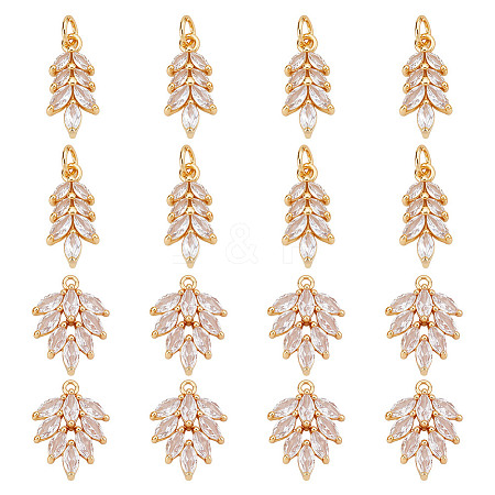 16Pcs 2 Styles Brass Micro Pave Cubic Zirconia Pendants KK-HY0004-25-1