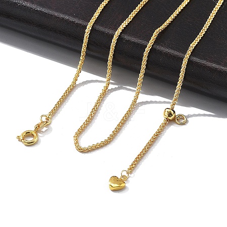 1.5mm Rack Plating Brass Wheat Chain Adjustable Slider Necklaces for Women Men MAK-L044-07G-1