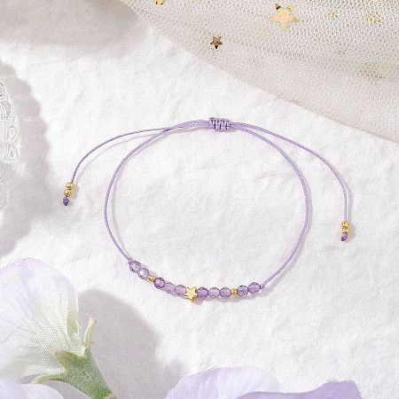 Natural Round Amethyst Beads Braided Bead Bracelets for Women BJEW-JB11655-04-1