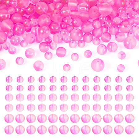 300Pcs Frosted Transparent Glass Beads GLAA-TA0002-78B-1
