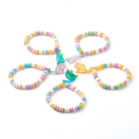 Handmade Polymer Clay Beads Stretch Bracelets for Kid BJEW-JB06625-1