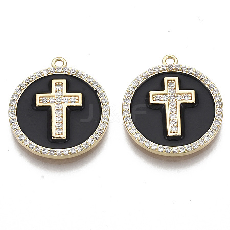 Brass Micro Pave Cubic Zirconia Pendants KK-R130-035-01G-NF-1
