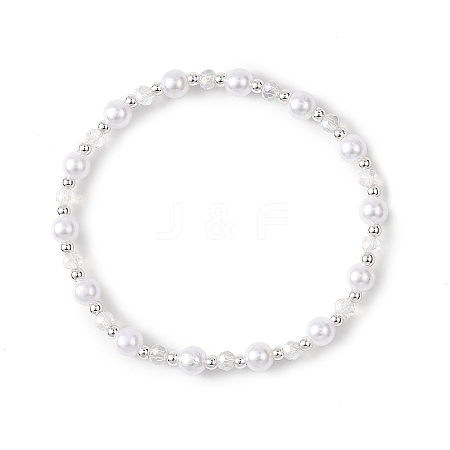 Round ABS Plastic Imitation Pearl Beads Bracelets BJEW-JB12838-1