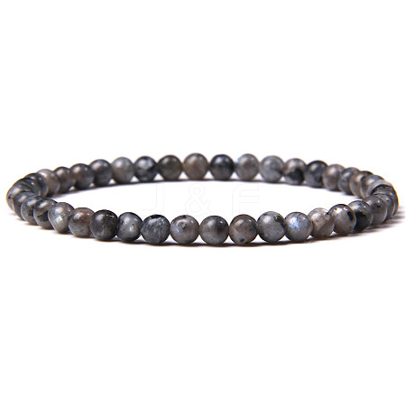 4mm Round Natural Labradorite Beads Bracelet for Men KG3069-10-1