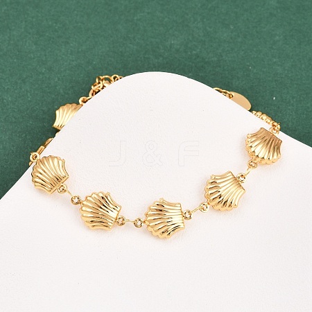 Beach 304 Stainless Steel Shell Sea Animals Link Chain Bracelets BJEW-D359-15A-G-1