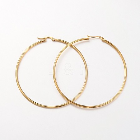 Ion Plating(IP) 304 Stainless Steel Hoop Earrings X-EJEW-N0016-11G-L-1