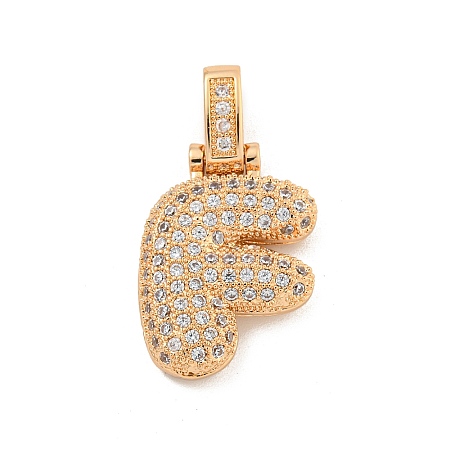 Brass Micro Pave Clear Cubic Zirconia Pendants KK-B099-01G-F-1