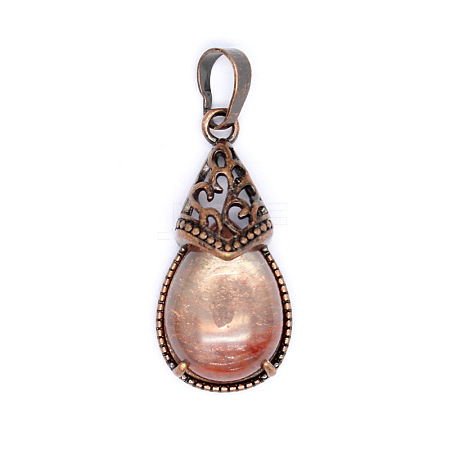 Retro Hollow Natural Cherry Quartz Glass  Pendants PW-WGBA09F-08-1