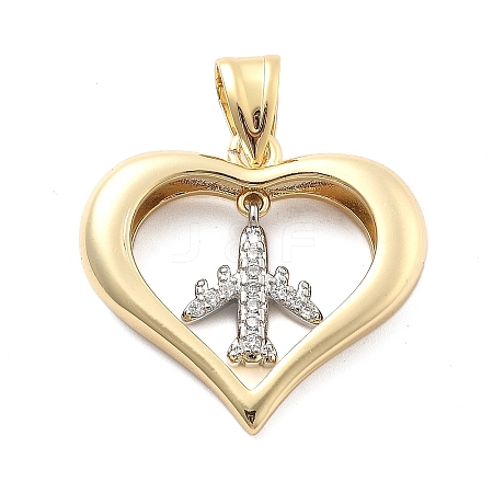 Rack Plating Brass with Cubic Zirconia Pendants KK-Q017-10B-G-1