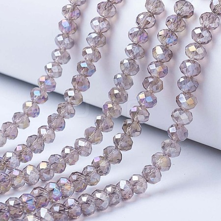 Electroplate Glass Beads Strands X-EGLA-A034-T6mm-B19-1