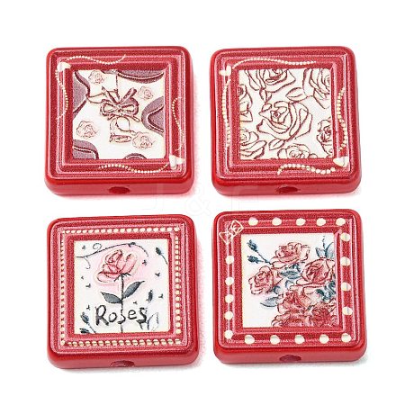 Baking Paint Printed Acrylic Beads AC-CBA46F7-01-1