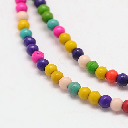 Dyed Synthetical Turquoise Round Bead Strand X-G-P083-3mm-92I-1