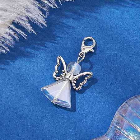 Angel Glass Pendant Decorations HJEW-JM02783-1