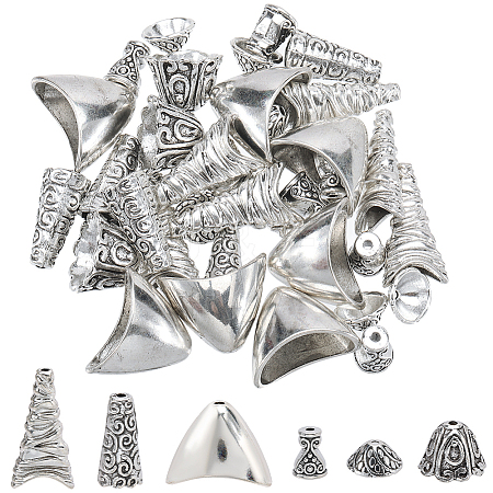 48Pcs 6 Styles Apetalous Alloy Bead Cone FIND-SP0003-52-1