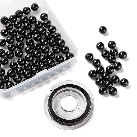 100Pcs 8mm Natural Black Tourmaline  Round Beads DIY-LS0002-41-1