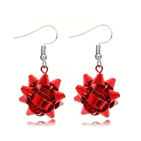 Christmas Theme Alloy Plastic Dangle Earrings FS-WG6FBD6-07-1