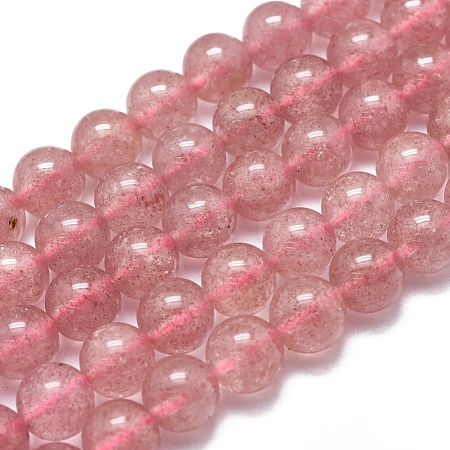  Jewelry Beads Findings Natura Strawberry Quartz Beads Strands, Round, 8mm, Hole: 1mm, about 49pcs/Strand, 15.75