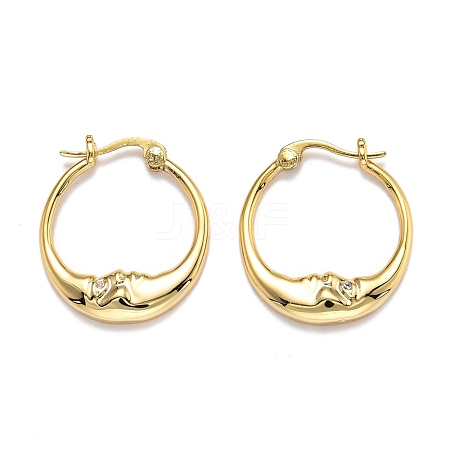 Brass Micro Pave Clear Cubic Zirconia Hoop Earrings EJEW-J101-28G-1