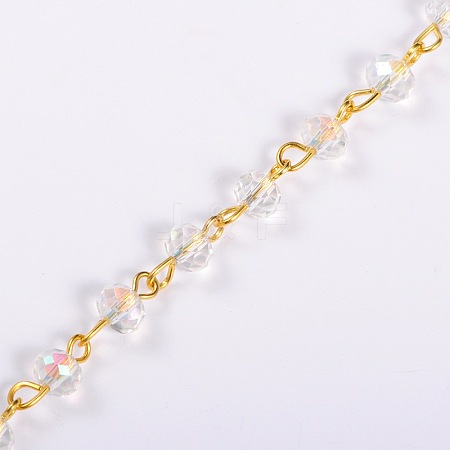 Handmade Rondelle Glass Beads Chains for Necklaces Bracelets Making X-AJEW-JB00037-04-1