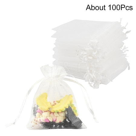 100Pcs Rectangle Organza Gift Drawstring Bags OP-YW0001-03C-1