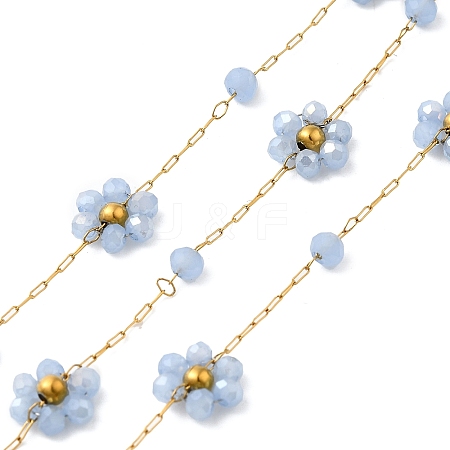 Handmade 304 Stainless Steel Beaded Chains CHS-L031-08G-01-1