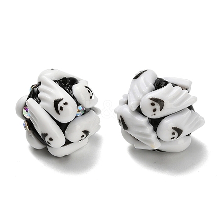 Halloween Theme Polymer Clay Rhinestone Beads with Resin RESI-Z045-02A-01-1