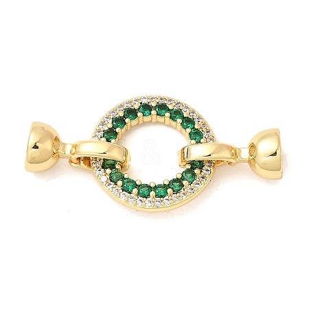 Brass Micro Pave Clear Cubic Zirconia Fold Over Clasps KK-U059-54G-1