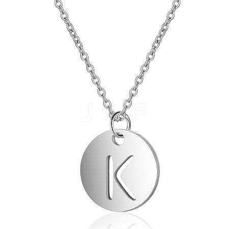 201 Stainless Steel Initial Pendants Necklaces NJEW-S069-TN507-K-1