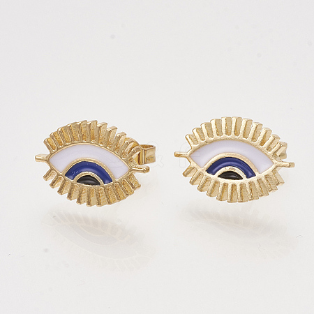 Brass Stud Earrings EJEW-S201-177B-1