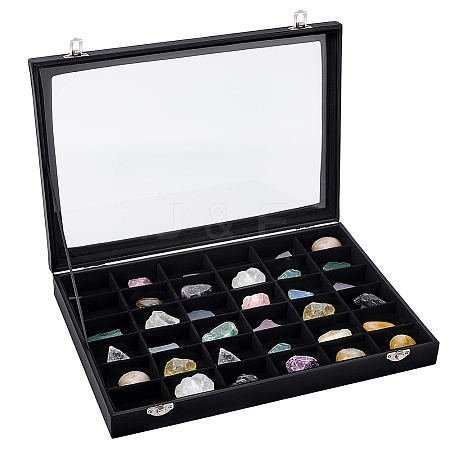 MDF Covered with PU Leather Jewelry Display Cases with Visible Window ODIS-WH0007-93-1