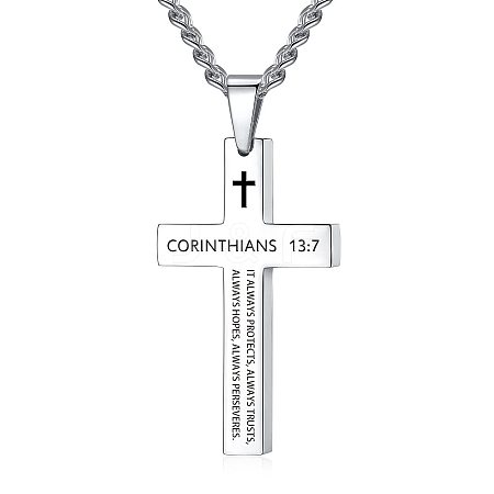 Stainless Steel Cross Pendant Necklace for Men RC3506-4-1
