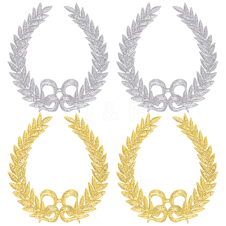 AHADEMAKER 4Pcs 2 Colors Polyester Embroidery Olive Wreath Clothing Patches DIY-GA0003-40-1