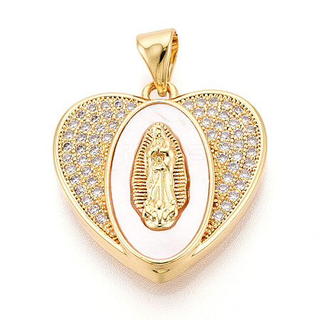 Brass Micro Pave Clear Cubic Zirconia Pendants KK-N268-22G-1