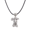 Alloy with Black Glass Rabbit Pendant Waxed Cord Necklaces for Women NJEW-JN05540-1