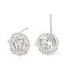 Brass Micro Pave Cubic Zirconia Stud Earring Findings KK-Z094-12P-2