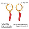 Stainless Steel Red Enamel Chili Pepper Dangle Hoop Earrings for Women DZ8170-2-1