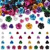 150Pcs 3 Styles Aluminum 3D Rose Flower FALUM-YW0001-02-1