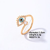 Eye Golden Brass Cuff Ring with Cubic Zirconia EG7863-12-1