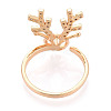 Antler Brass Micro Pave Clear Cubic Zirconia Cuff Ring Settings KK-T076-26G-3