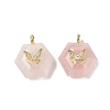 Natural Rose Quartz Faceted Pendants G-P585-01G-09-1