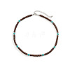 Round Synthetic Turquoise & Wood Heishi Beaded Necklaces for Men FS-WG6A9BE-01-5