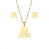 Word I Love Jesus 304 Stainless Steel Pendant Necklaces & Stud Earrings Sets FS-WGBBC94-01-5