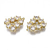 Brass Inlaid Clear Cubic Zirconia Pendants ZIRC-S069-025G-3