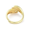Leaf Shape Rack Plating Brass Micro Pave Cubic Zirconia Adjustable Ring RJEW-F155-01G-3